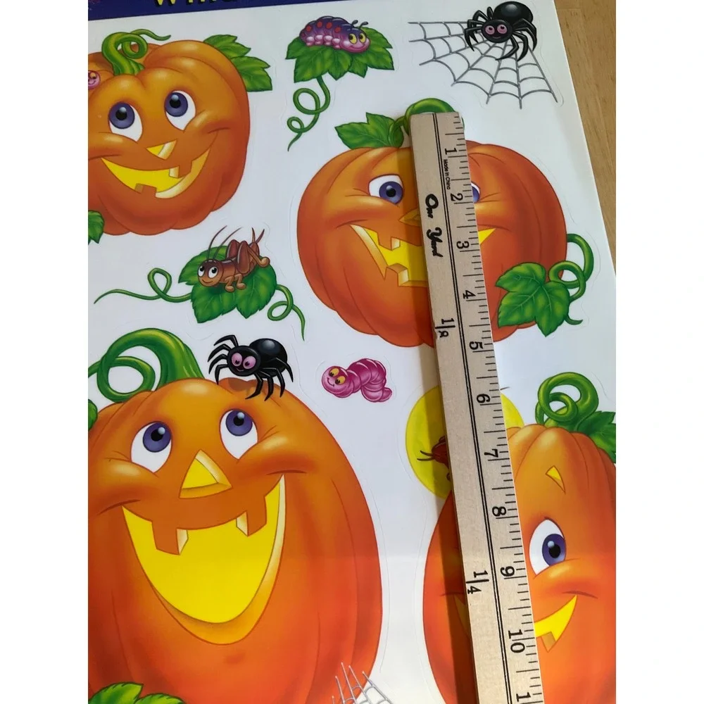 Vintage 2001 Classic Clings Halloween Window Decals Pumpkin Spider 2 Sheets NEW